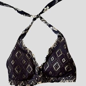 Crochet Style Halter Bikini Top in Eggplant Purple